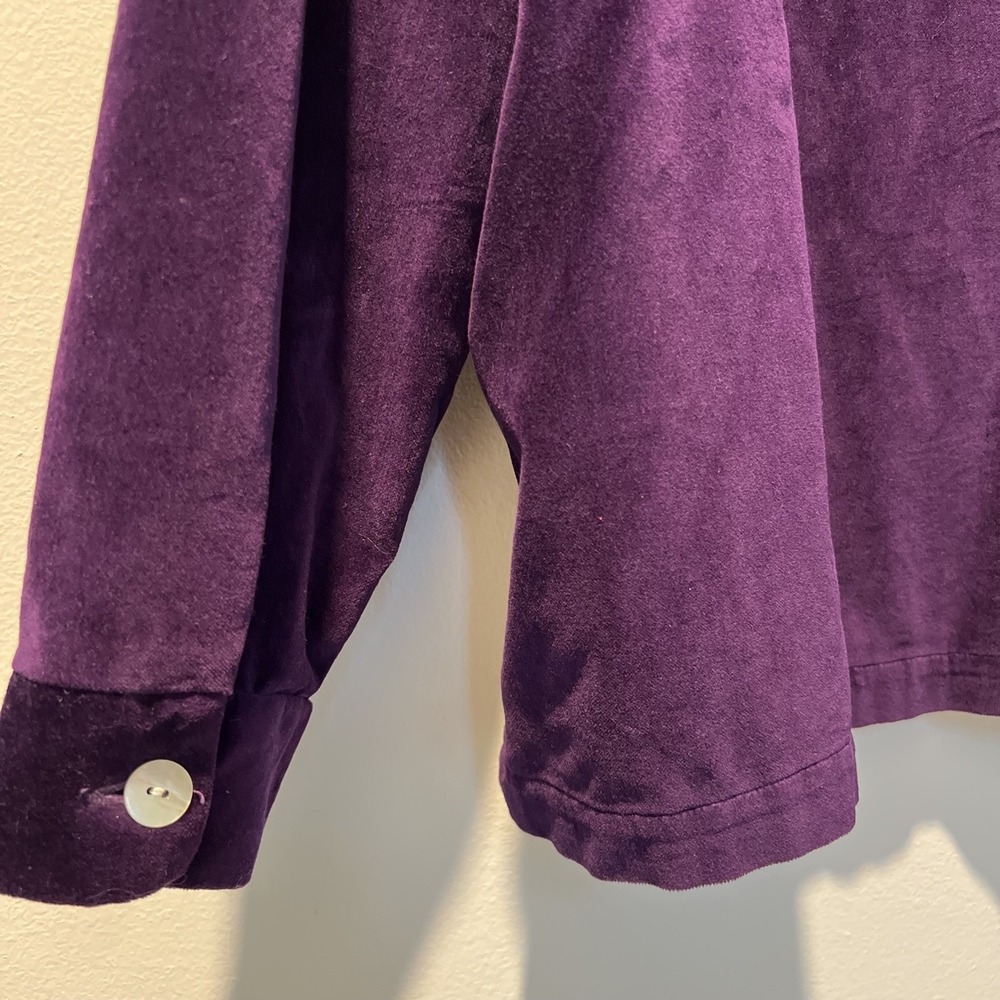 Quacker Factory Purple Jacket 1X Women's Velvet Rhinestone Zip Up Brooch Extra - Picture 4 of 12
